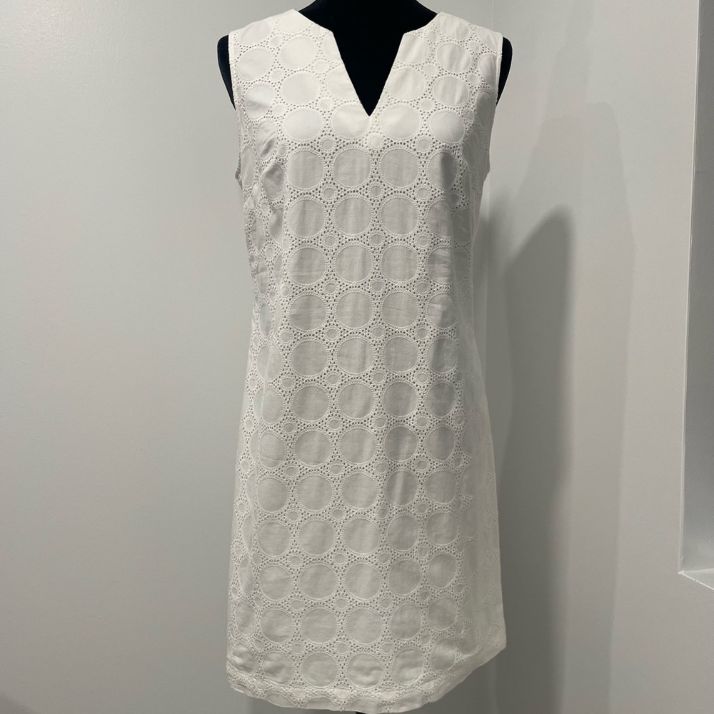 Banana Republic White Eyelet V-Neck Sheath Dress